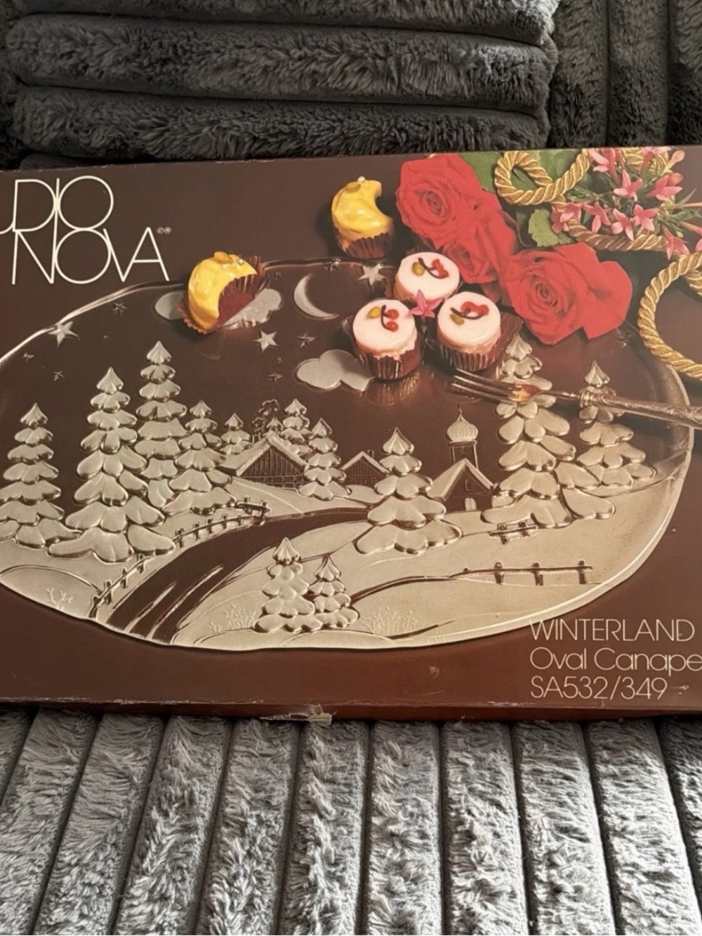 Studio Nova Winterland Oval Canape Tray - Silver & Brown